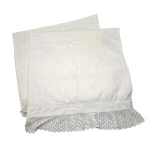 Vintage White Cotton & Crochet Lace Pillowcases Set of 2 READ CM2107